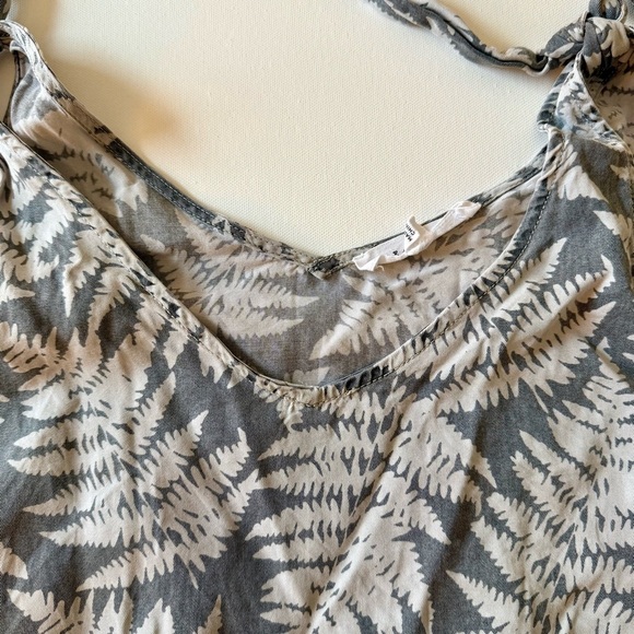 Anthropologie Jane + Delancey Crop Top Sleeveless Gray w/ White Ferns, Ties, S - Picture 3 of 8
